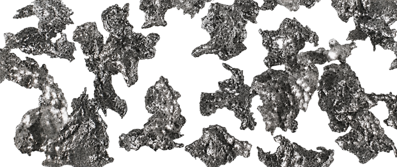 Close up of irregular stainless steel filtration particles